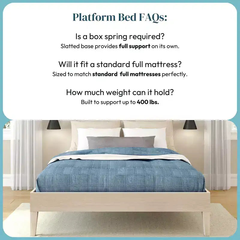 Cadre de lit double, Lit plate-forme en bois