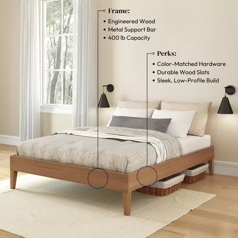 Cadre de lit double, Lit plate-forme en bois