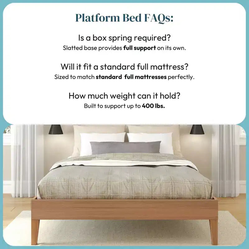 Cadre de lit double, Lit plate-forme en bois