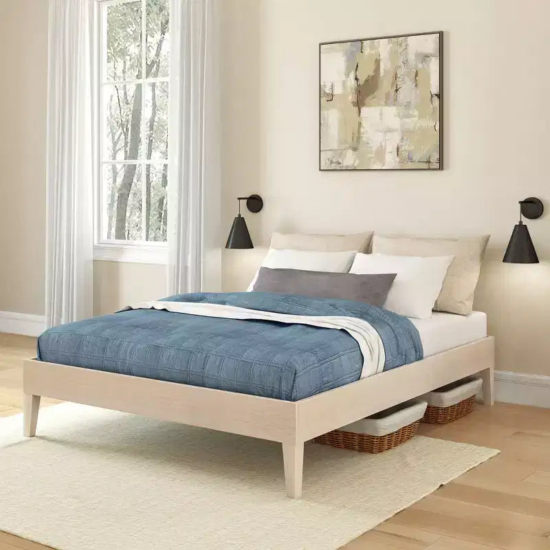 Cadre de lit double, Lit plate-forme en bois