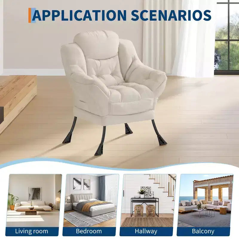 Fauteuil inclinable avec repose-pieds, style confortable et moderne, avec poches latérales, repose-pieds pliable