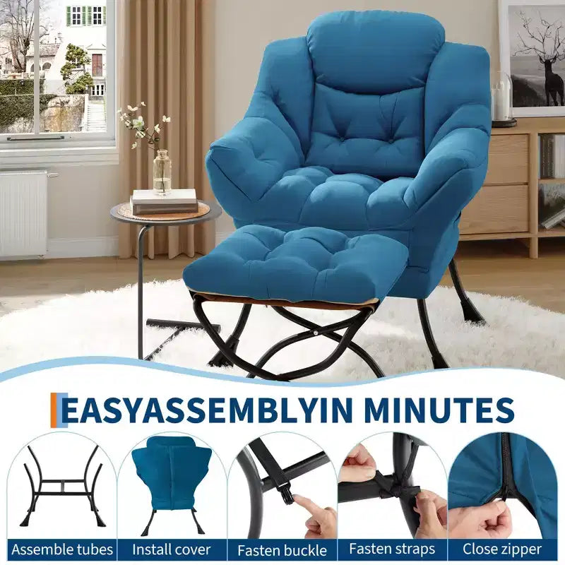 Fauteuil inclinable avec repose-pieds, style confortable et moderne, avec poches latérales, repose-pieds pliable