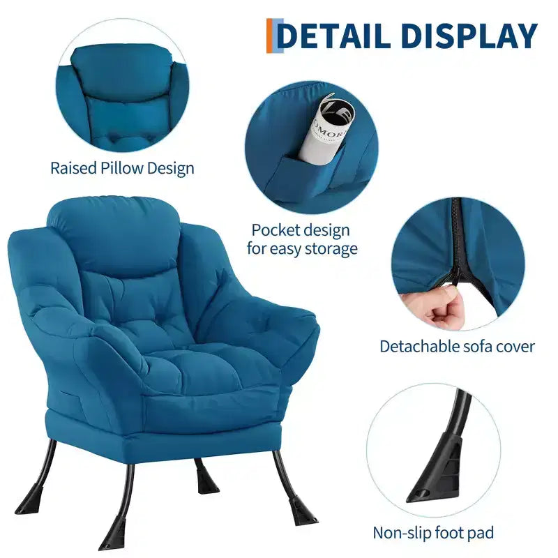 Fauteuil inclinable avec repose-pieds, style confortable et moderne, avec poches latérales, repose-pieds pliable