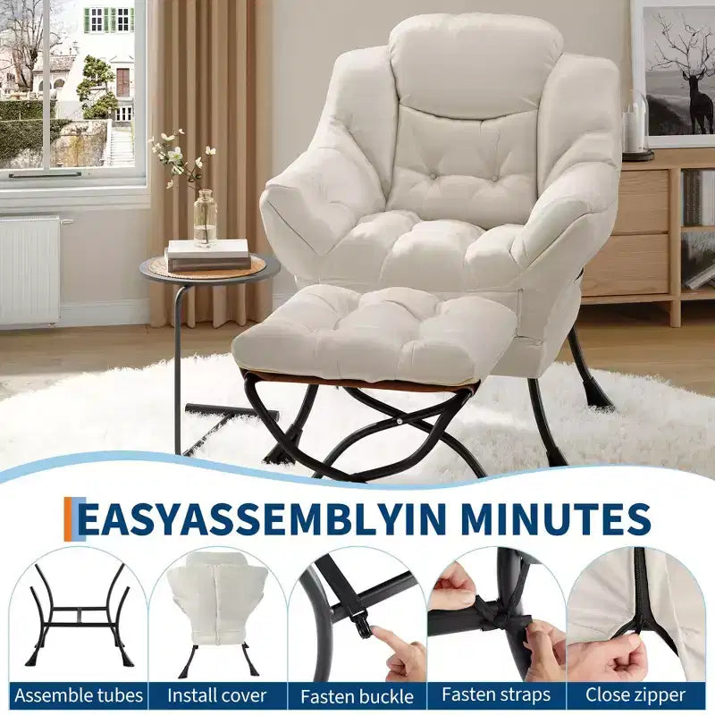 Fauteuil inclinable avec repose-pieds, style confortable et moderne, avec poches latérales, repose-pieds pliable
