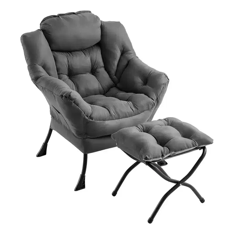 Fauteuil inclinable avec repose-pieds, style confortable et moderne, avec poches latérales, repose-pieds pliable