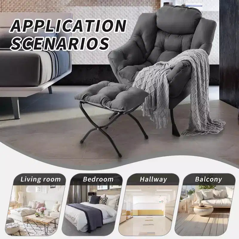 Fauteuil inclinable avec repose-pieds, style confortable et moderne, avec poches latérales, repose-pieds pliable