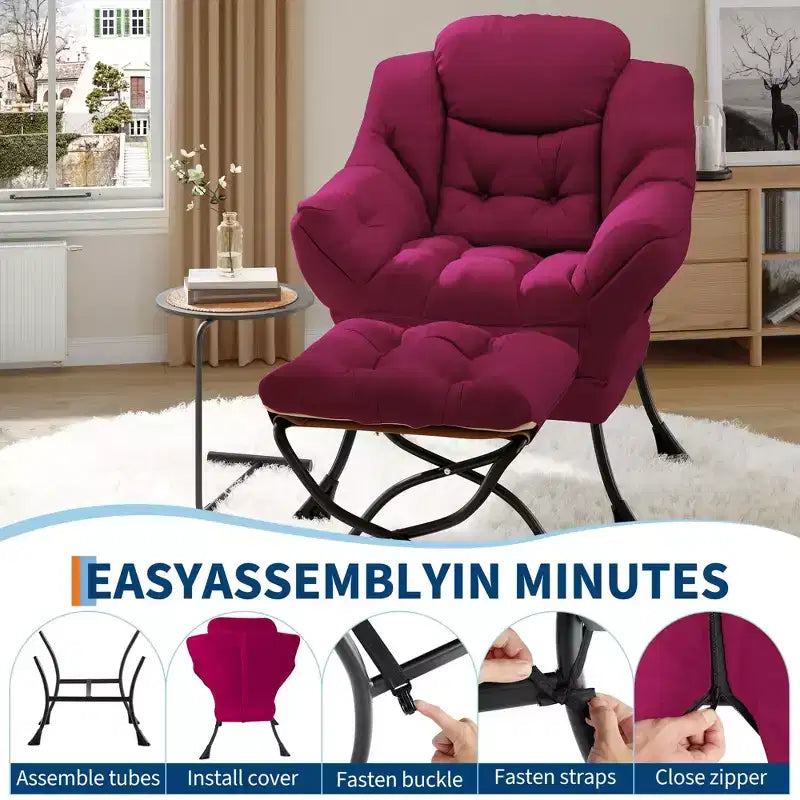 Fauteuil inclinable avec repose-pieds, style confortable et moderne, avec poches latérales, repose-pieds pliable