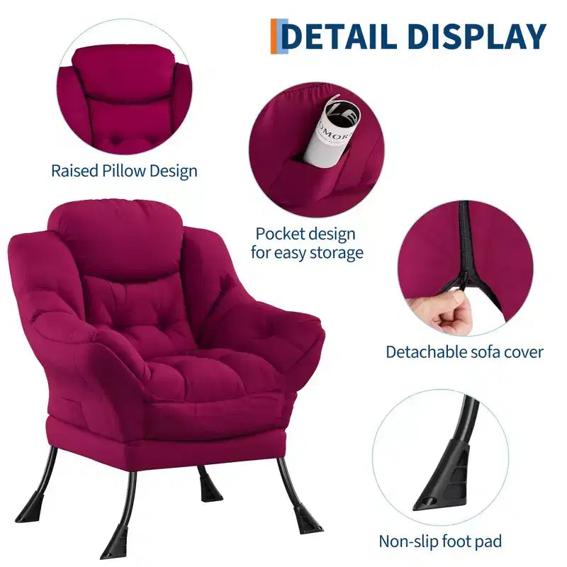 Fauteuil inclinable avec repose-pieds, style confortable et moderne, avec poches latérales, repose-pieds pliable
