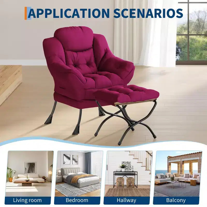 Fauteuil inclinable avec repose-pieds, style confortable et moderne, avec poches latérales, repose-pieds pliable