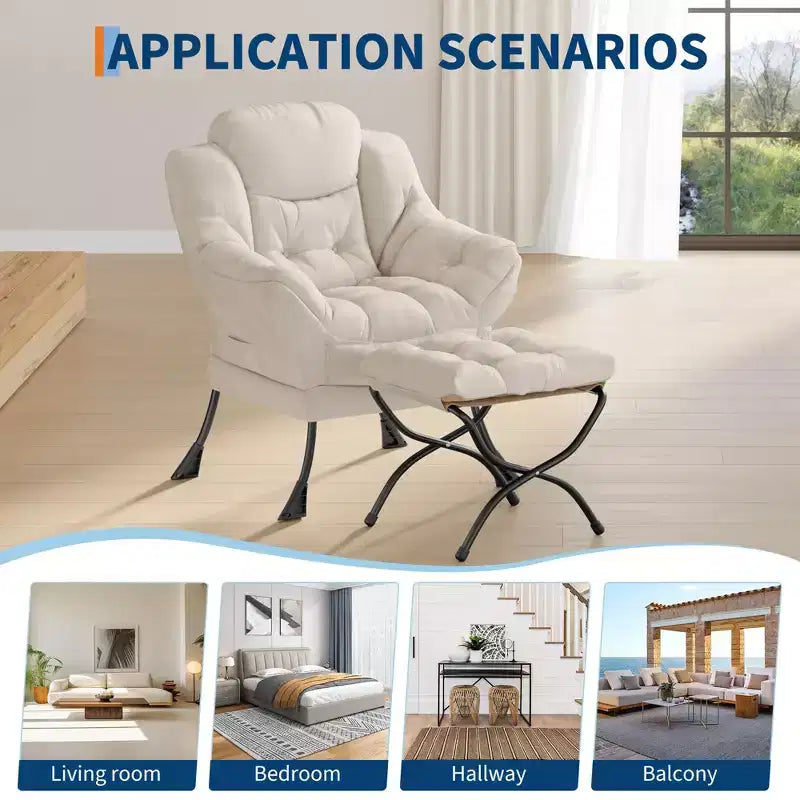Fauteuil inclinable avec repose-pieds, style confortable et moderne, avec poches latérales, repose-pieds pliable
