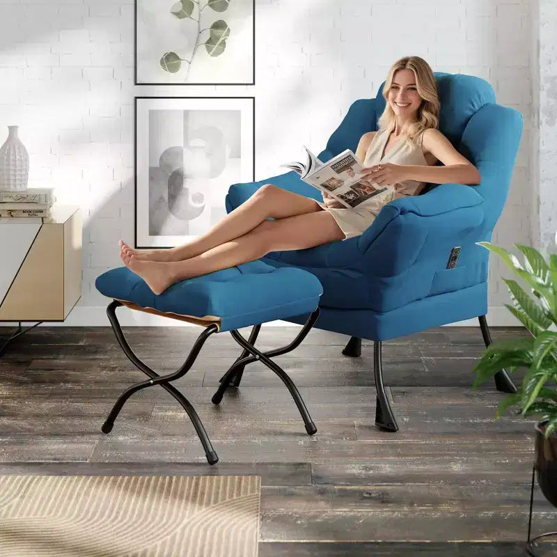 Fauteuil inclinable avec repose-pieds, style confortable et moderne, avec poches latérales, repose-pieds pliable