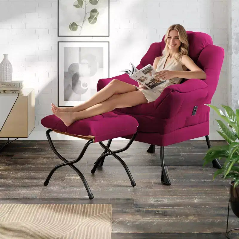 Fauteuil inclinable avec repose-pieds, style confortable et moderne, avec poches latérales, repose-pieds pliable