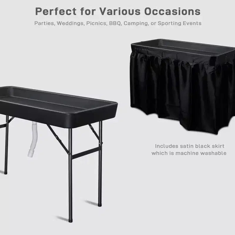 Table-glacière pliante Portable Party 4 pi avec jupe amovible assortie et tuyau de drainage