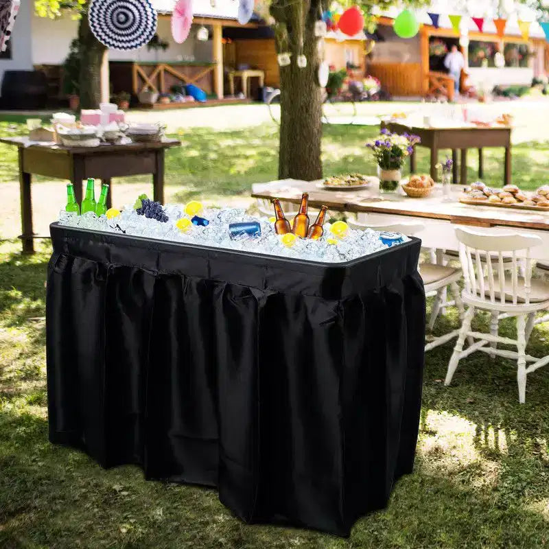 Table-glacière pliante Portable Party 4 pi avec jupe amovible assortie et tuyau de drainage