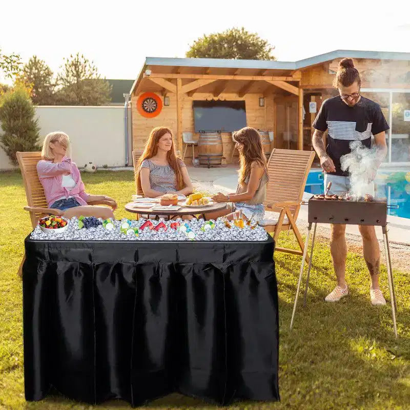 Table-glacière pliante Portable Party 4 pi avec jupe amovible assortie et tuyau de drainage
