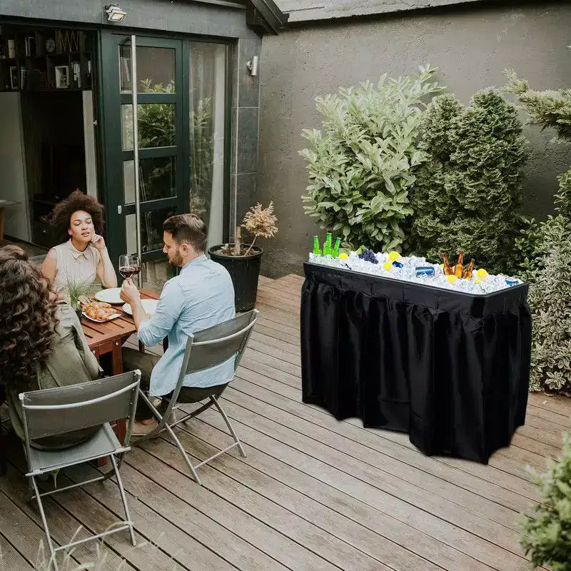 Table-glacière pliante Portable Party 4 pi avec jupe amovible assortie et tuyau de drainage