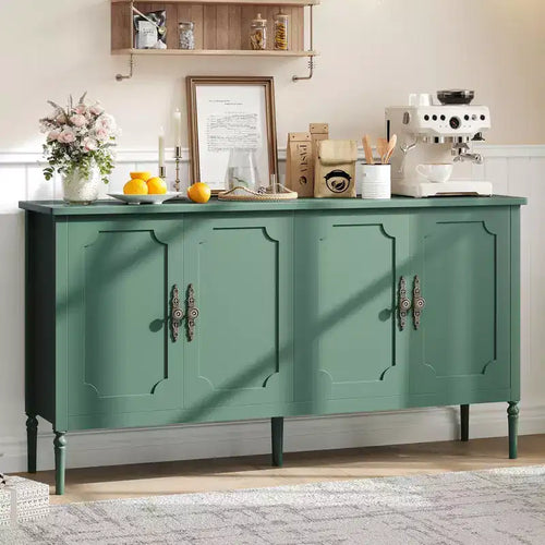 Buffet de 150 cm de large, Armoire de rangement de cuisine, Console en bois, Meuble décoratif de bar à café pour salon, salle à manger, entrée