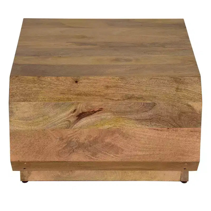 Table basse cube creux fait main en bois de manguier brun naturel, 76 cm -