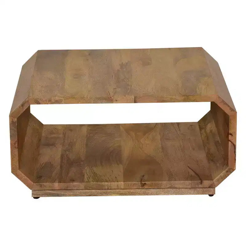 Table basse cube creux fait main en bois de manguier brun naturel, 76 cm -
