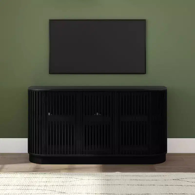Bahut en bois massif avec 3 portes, Meuble TV 59" pour Salon