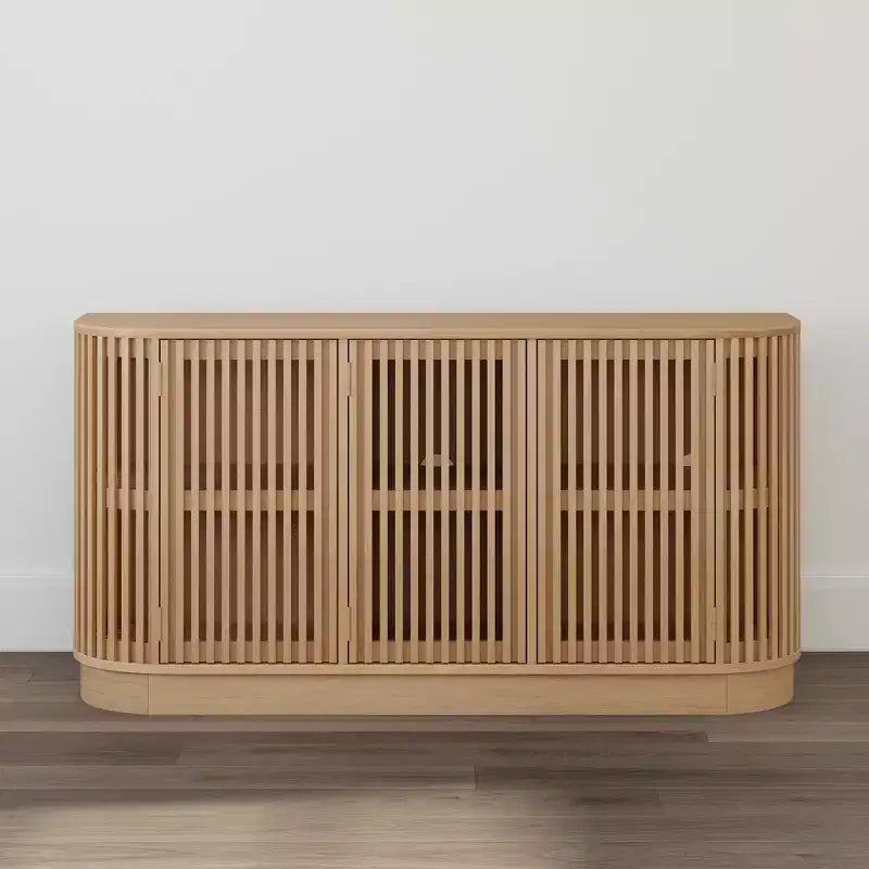 Bahut en bois massif avec 3 portes, Meuble TV 59" pour Salon