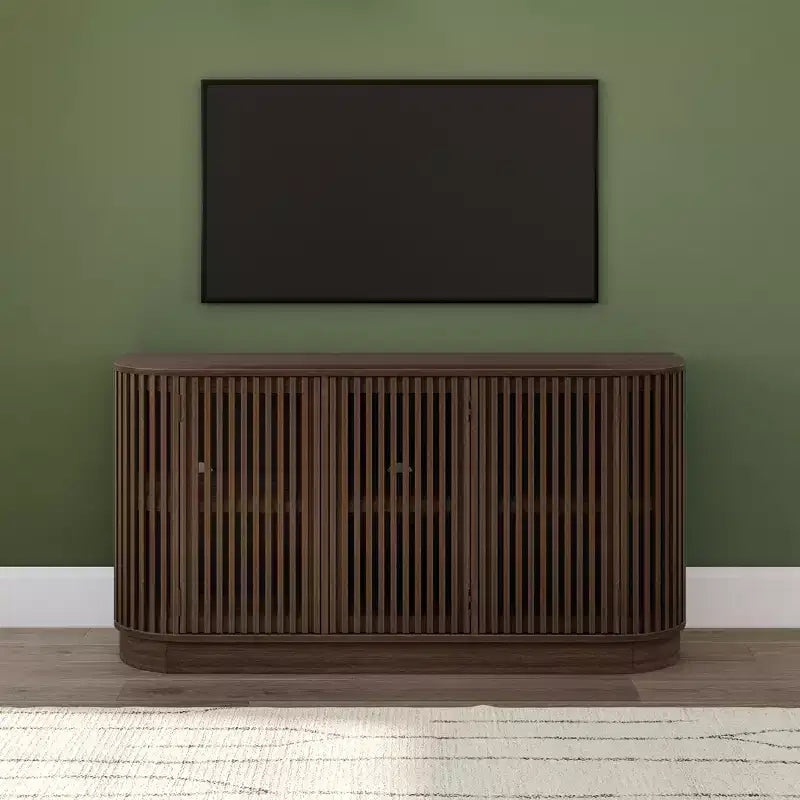 Bahut en bois massif avec 3 portes, Meuble TV 59" pour Salon