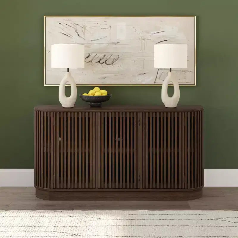 Bahut en bois massif avec 3 portes, Meuble TV 59" pour Salon