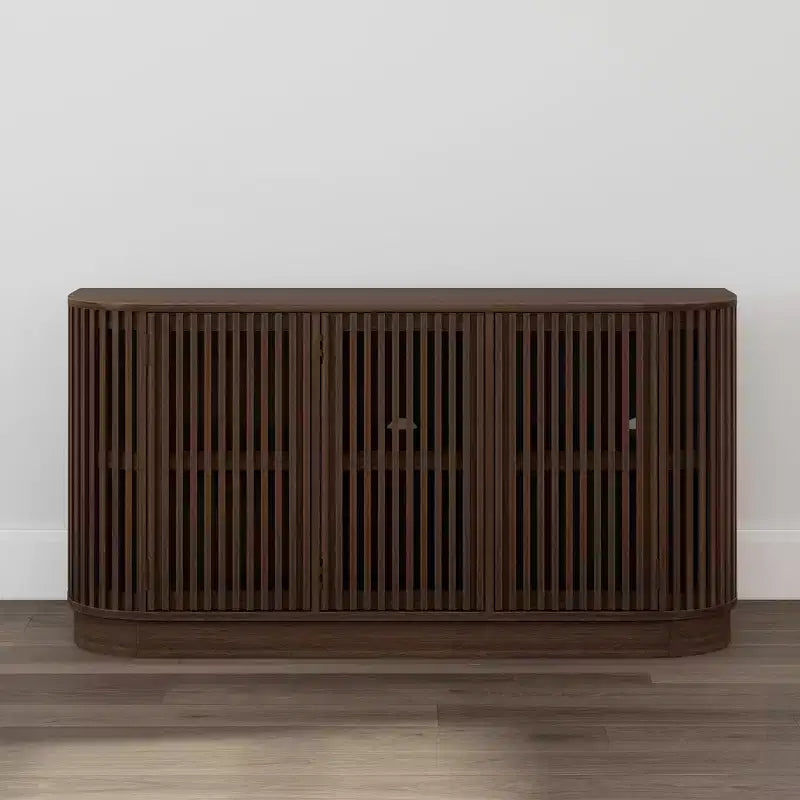 Bahut en bois massif avec 3 portes, Meuble TV 59" pour Salon