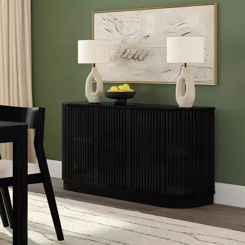 Bahut en bois massif avec 3 portes, Meuble TV 59" pour Salon