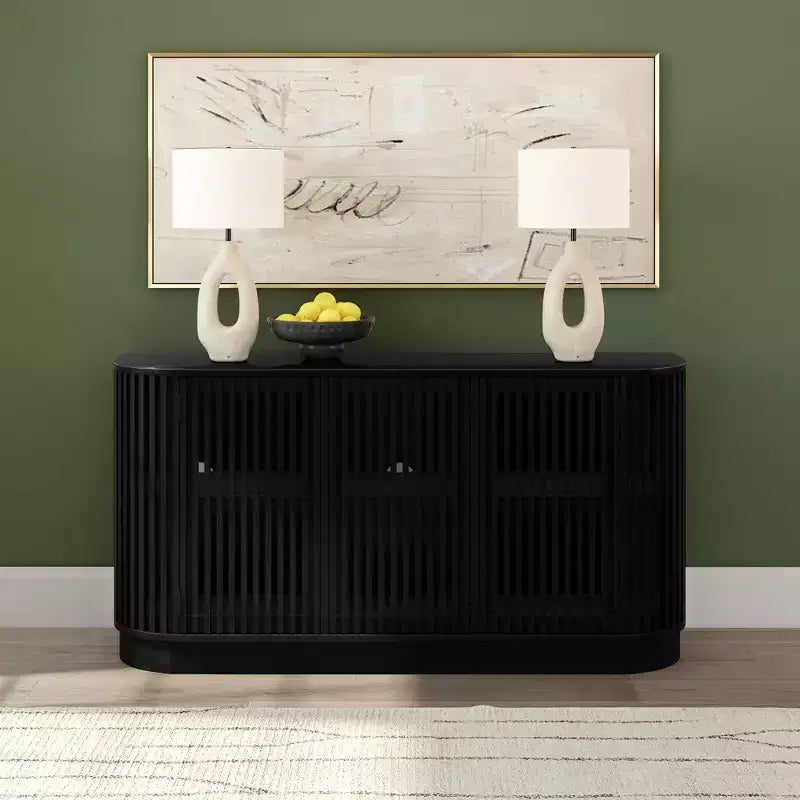 Bahut en bois massif avec 3 portes, Meuble TV 59" pour Salon