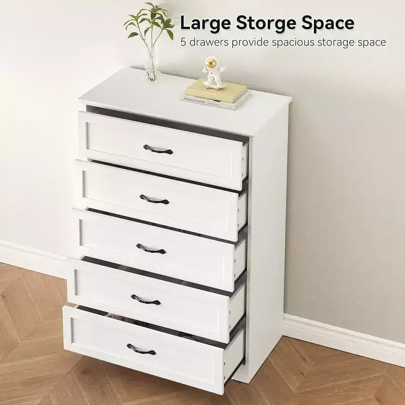 Commode simple grise à cinq tiroirs, commode grande capacité à cinq tiroirs, adaptée à divers scénarios, conception de sécurité anti-basculement