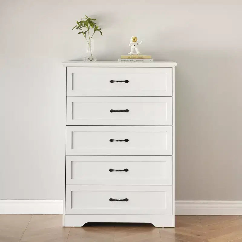 Commode simple grise à cinq tiroirs, commode grande capacité à cinq tiroirs, adaptée à divers scénarios, conception de sécurité anti-basculement