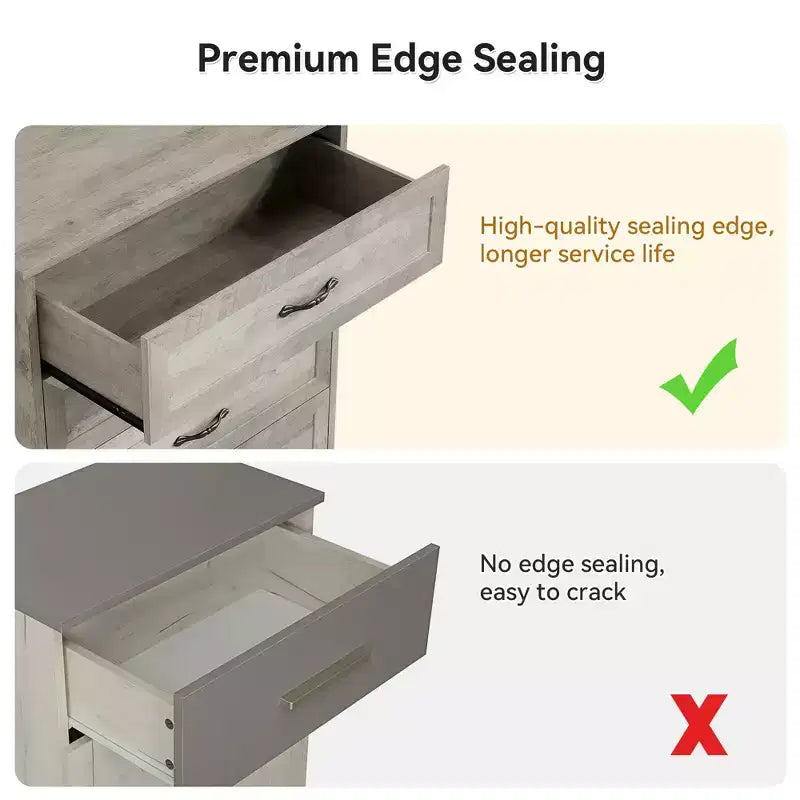 Commode simple grise à cinq tiroirs, commode grande capacité à cinq tiroirs, adaptée à divers scénarios, conception de sécurité anti-basculement