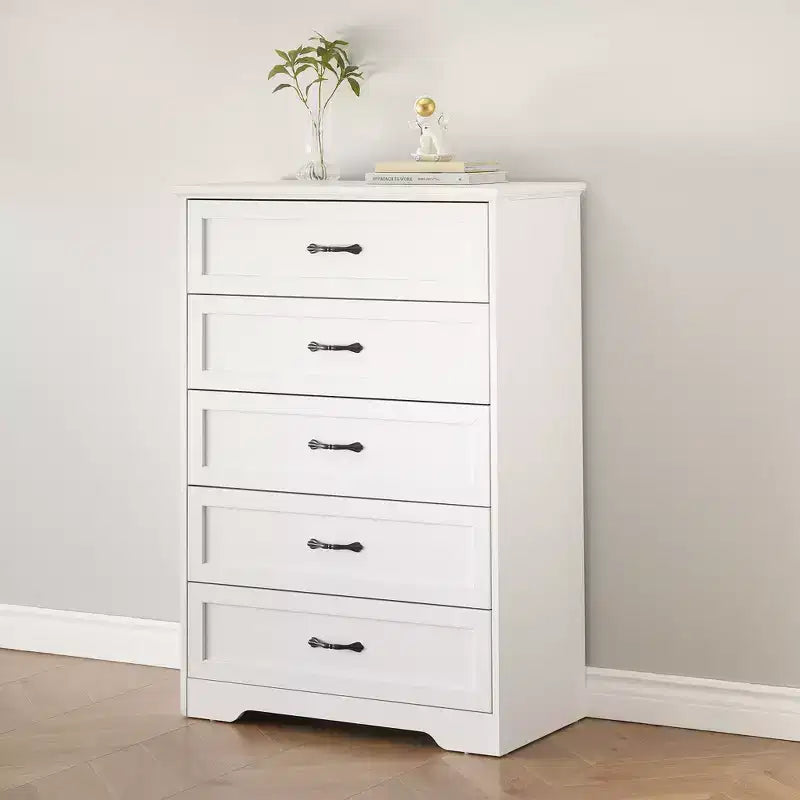 Commode simple grise à cinq tiroirs, commode grande capacité à cinq tiroirs, adaptée à divers scénarios, conception de sécurité anti-basculement