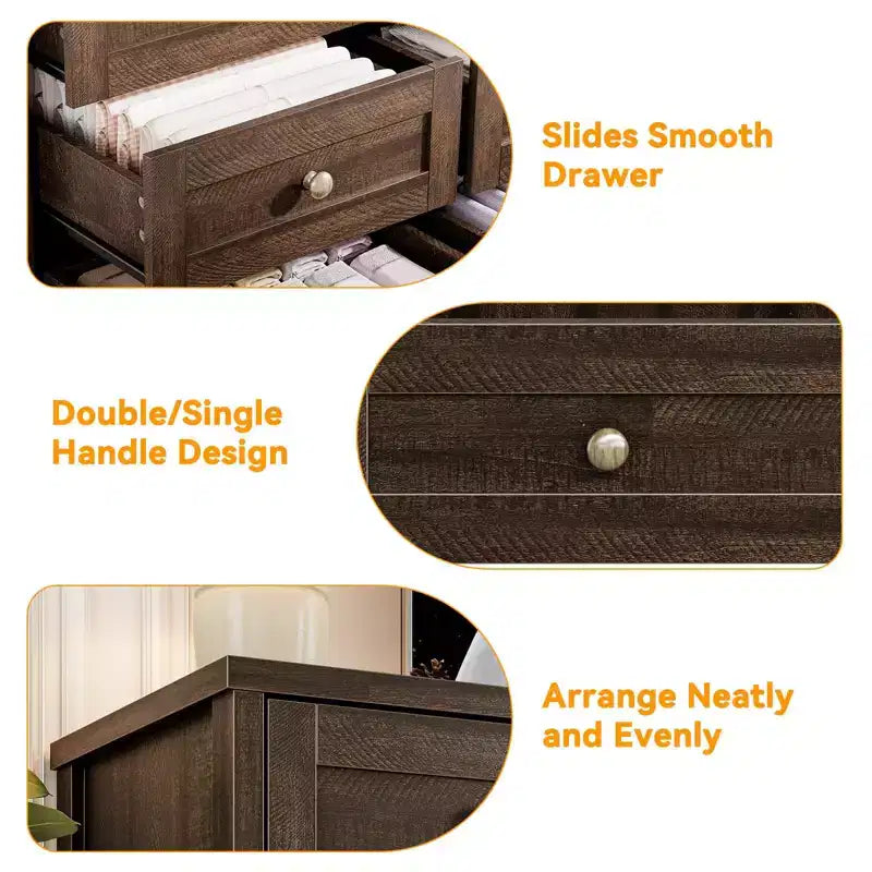Meuble TV moderne et spacieux ; Armoire de rangement de salon de style campagnard