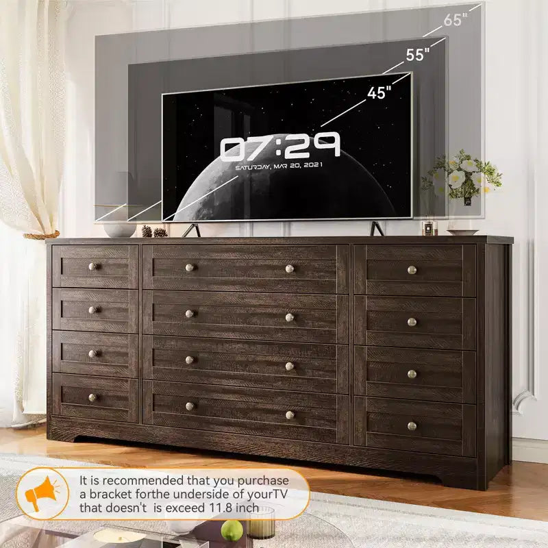 Meuble TV moderne et spacieux ; Armoire de rangement de salon de style campagnard