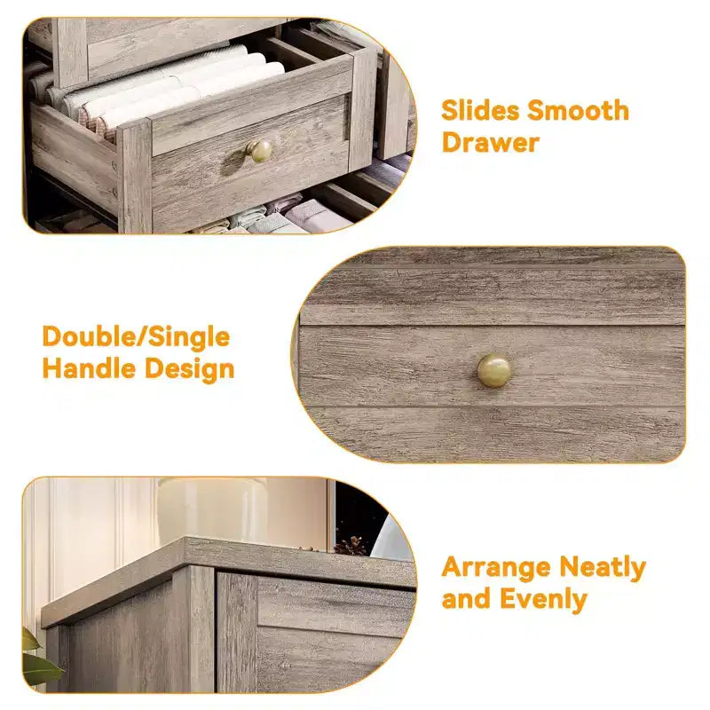Meuble TV moderne et spacieux ; Armoire de rangement de salon de style campagnard