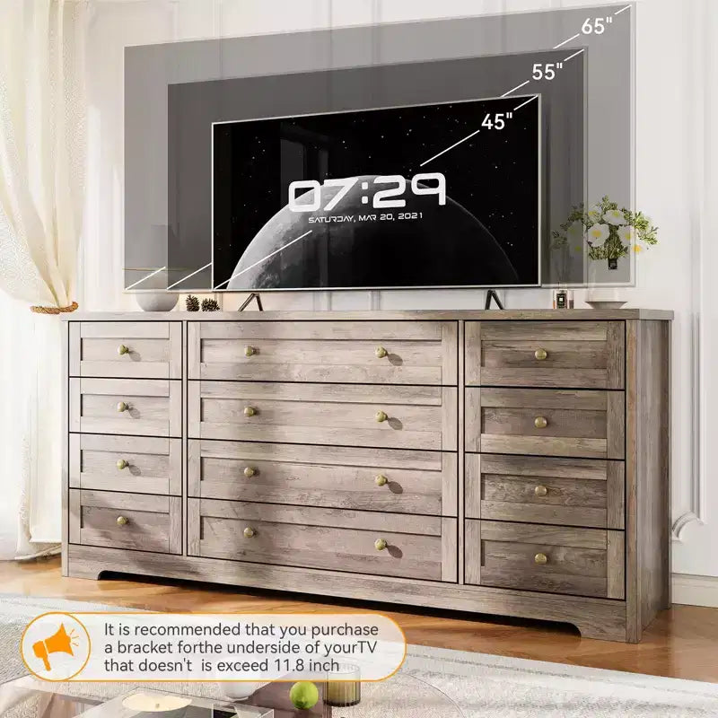 Meuble TV moderne et spacieux ; Armoire de rangement de salon de style campagnard