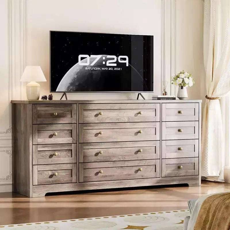 Meuble TV moderne et spacieux ; Armoire de rangement de salon de style campagnard