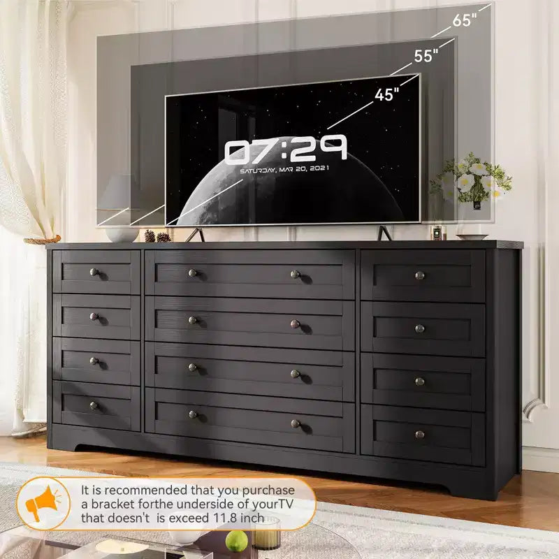 Meuble TV moderne et spacieux ; Armoire de rangement de salon de style campagnard