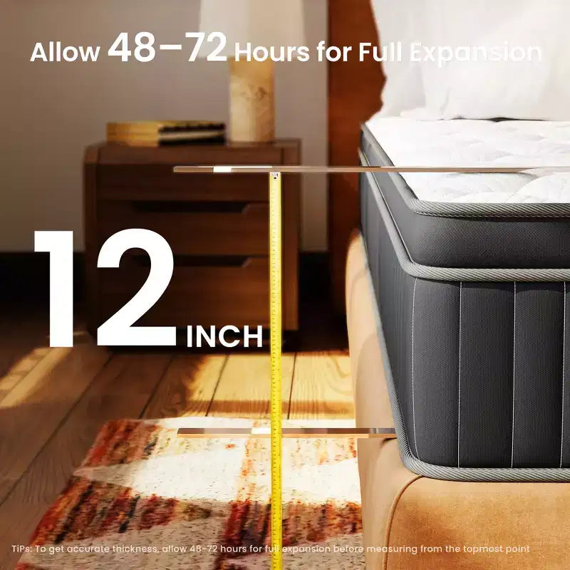 Matelas hybride en mousse à mémoire de forme rafraîchissante à fermeté moyenne avec