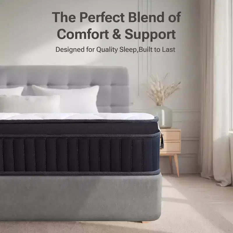 Matelas hybride en mousse à mémoire de forme rafraîchissante à fermeté moyenne avec