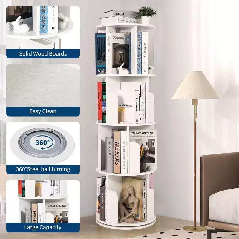 Petite bibliothèque rotative, présentoir à 360° sur pied et étagère de rangement