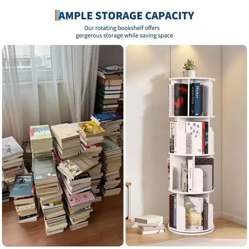 Petite bibliothèque rotative, présentoir à 360° sur pied et étagère de rangement