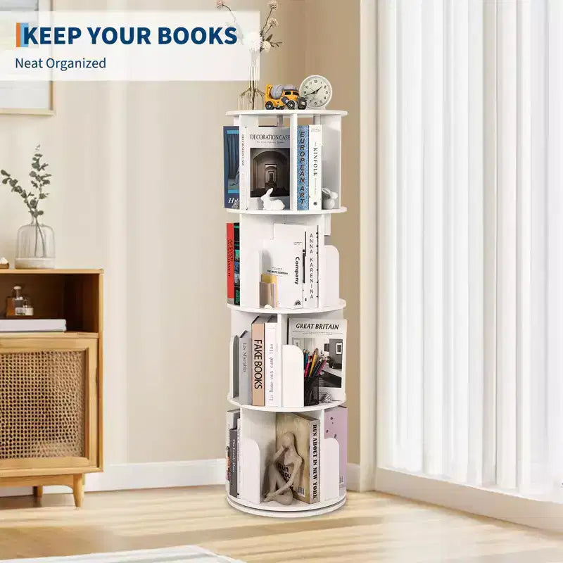 Petite bibliothèque rotative, présentoir à 360° sur pied et étagère de rangement