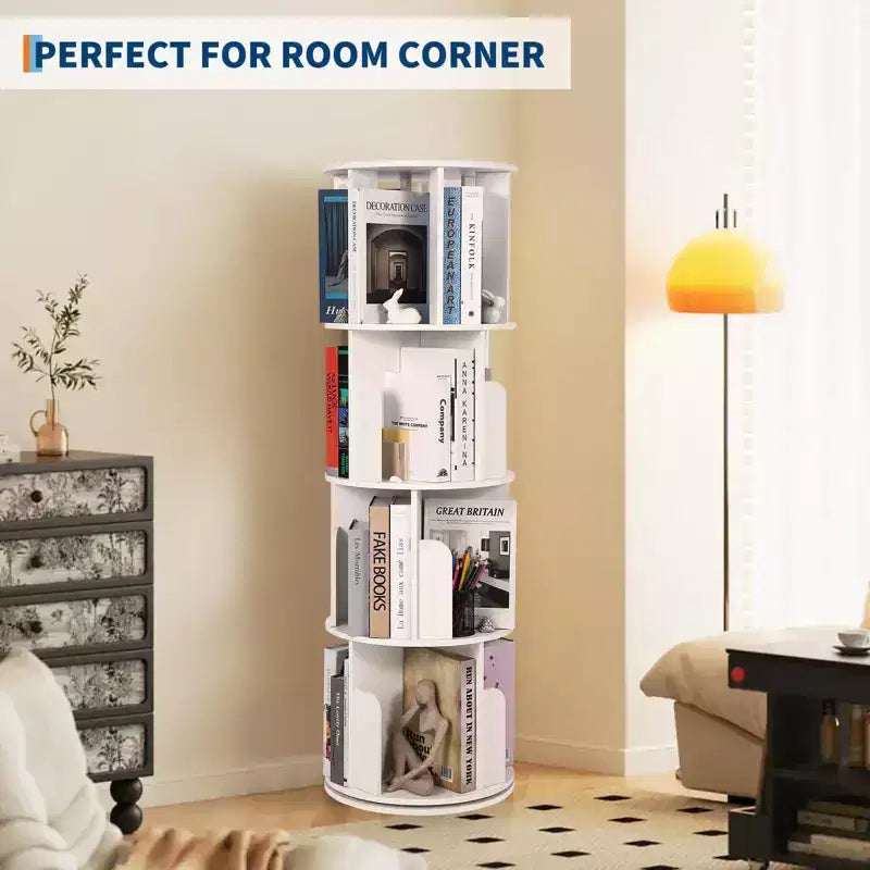 Petite bibliothèque rotative, présentoir à 360° sur pied et étagère de rangement