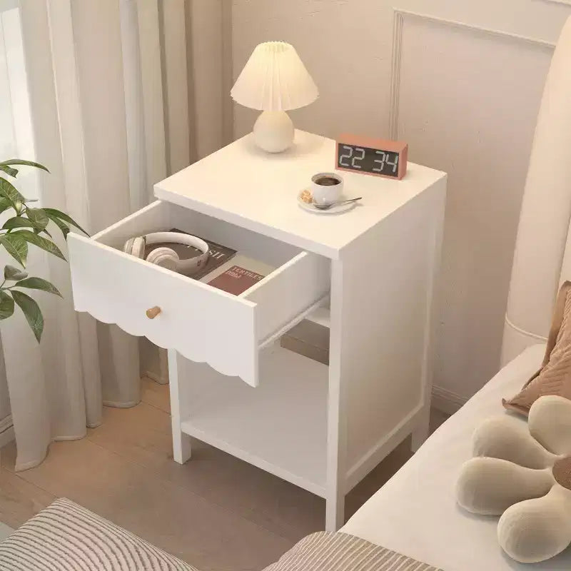 Table de Chevet pour Enfants, Table de Nuit en Bois, Table d'Appoint Blanche, Table d'Extrémité de Canapé avec Tiroir