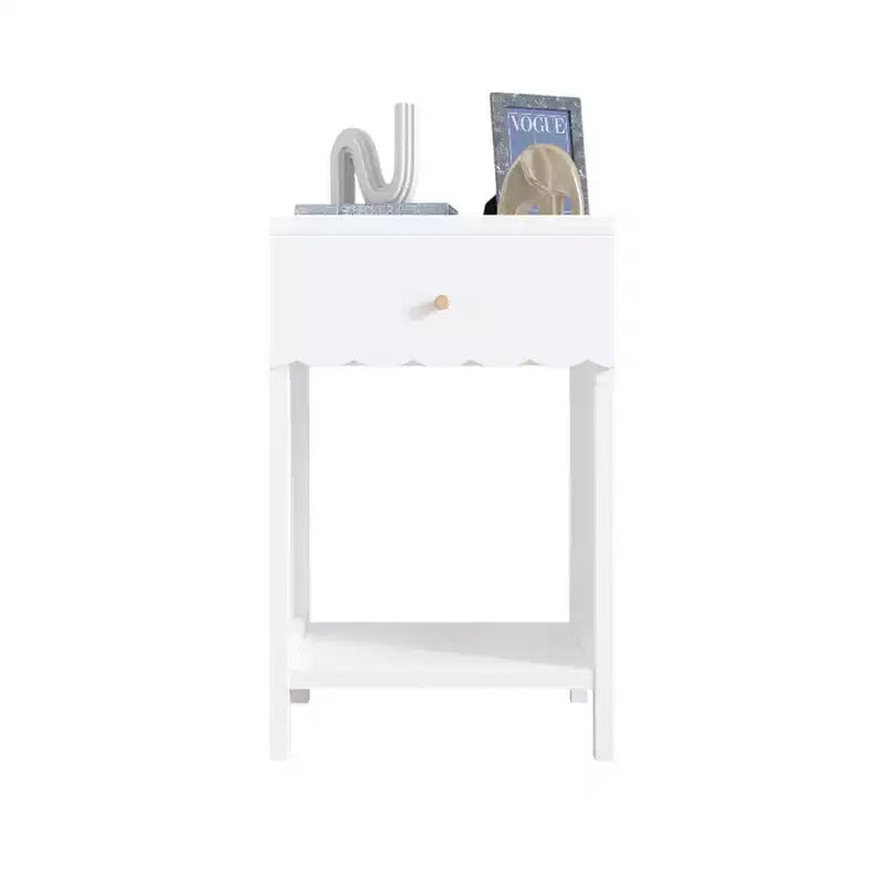 Table de Chevet pour Enfants, Table de Nuit en Bois, Table d'Appoint Blanche, Table d'Extrémité de Canapé avec Tiroir