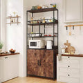 Étagère de boulanger avec rangement, armoire de cuisine autonome de style rustique avec petite huche, porte haute, comptoir épaissi, étagères de rangement pour bar à café
