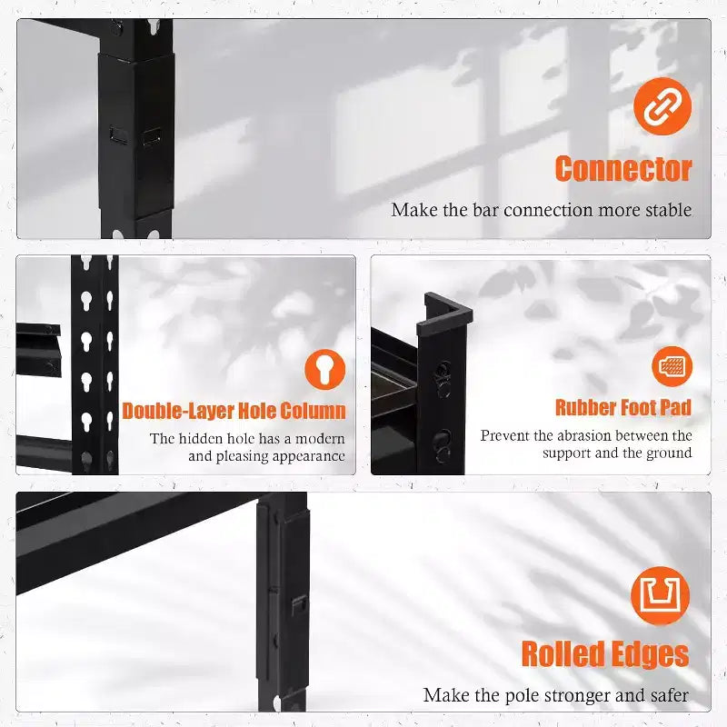 Étagère de garage robuste à 5 niveaux, rangement de garage avec étagères réglables pour cellier de cuisine, sous-sol, noir